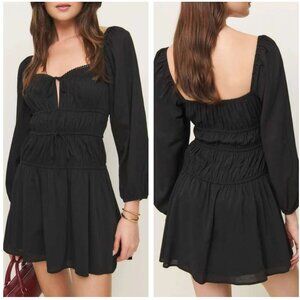 NWT Reformation Rella Cotton Blend Mini Dress Sz4 Black